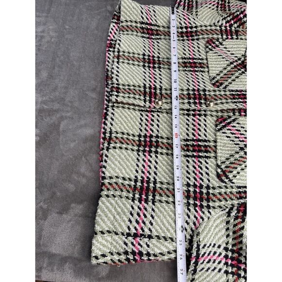 Essentiel Antwerp Checked Oversized Jacket XS Green Ecru Plaid Boxy Fit - Picture 6 of 12